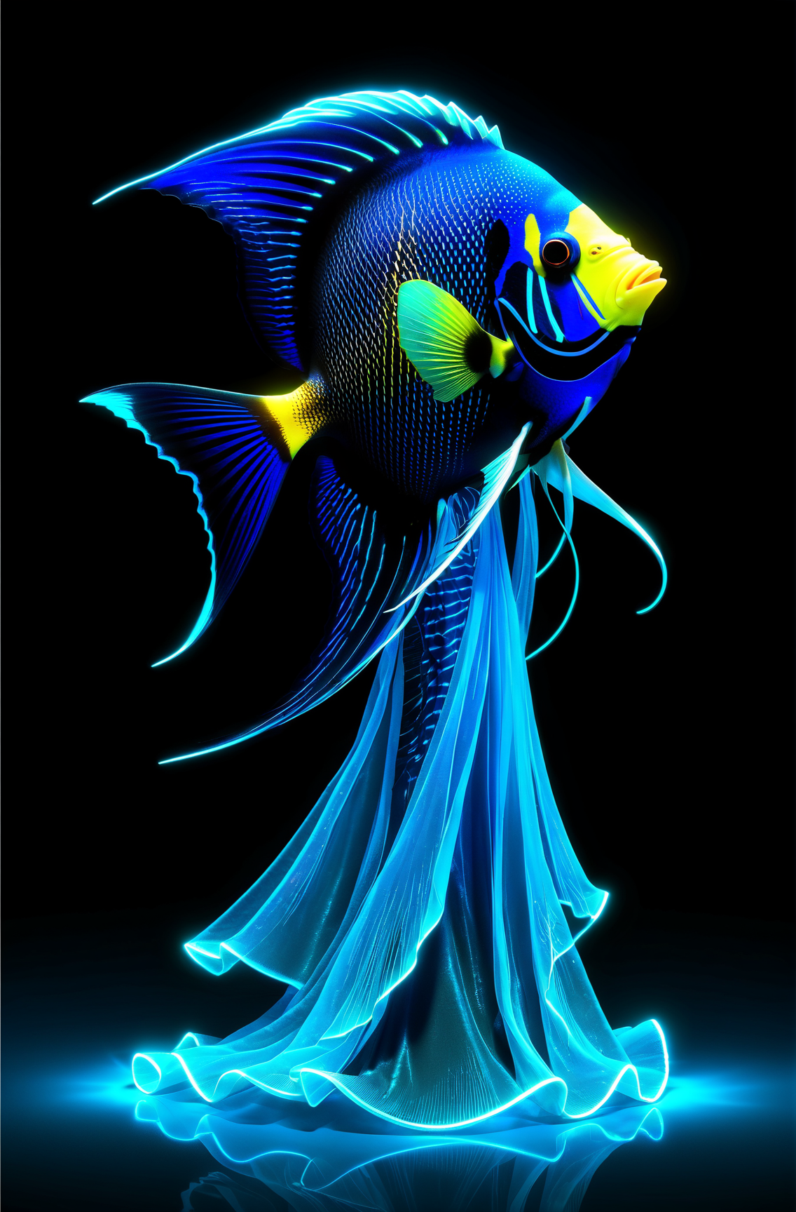 04717-729224344-Angelfish glowing neon blue gown, Realistic style.png